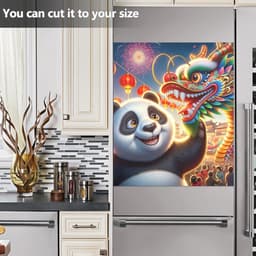 Vaatwasser Magneet Cover - Keuken Decor - Keuken Opfrissen - Universele Compatibiliteit - 58 x 66 cm - Chinees Draak Panda — thumbnail 5