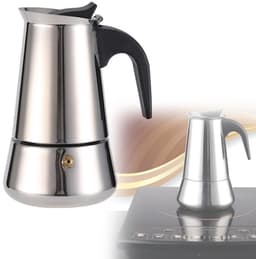 Roestvrijstalen mokkapot – Maximale breedte 9,7 cm, maximale hoogte 19,8 cm – Geschikt voor inductiekookplaten – Espressomachines – Koffiezetapparaten – Mokkapotten – Klassieke achthoekige espressopot. — thumbnail 5