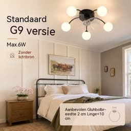 Glitzerlife - Plafond ventilator met verlichting Plafondlamp Ventilatorlamp - 5xG9 fitting - Stille plafondventilator DC motor 6 snelheden omkeerbaar - afstandsbediening timerfunctie - modern design metaal PC - Ø57cm - zwart — thumbnail 4