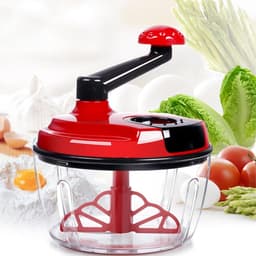 Handmatige Keukenmachine - Groentehakker Crank - Snel Ingrediënten Snijden - Robuuste Snijbladen - 18.5 x 18.5 cm - Rood — thumbnail 2