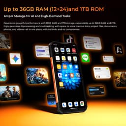 Robuuste smartphone - OUKITEL WP500 - 6,78'' FHD+ scherm - 32GB RAM - 1TB ROM - 10000 mAh 45W - 5G Dual SIM - NFC GPS 2026 nieuw - Zwart — thumbnail 2