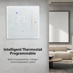 Intelligente thermostaat - Wifi programmeerbaar - Temperatuur regelen - Veelzijdige bediening - 10x10x6 cm - Wit — thumbnail 4