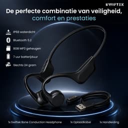 Swiftek Bone Conduction Headphone – IPX8 Waterdicht – Open Ear Sporthoofdtelefoon – Alle sporten – Bluetooth Koptelefoon Draadloos – Draadloze Oordopjes – Headset Draadloos – 8GB geheugen – MP3 speler — thumbnail 3