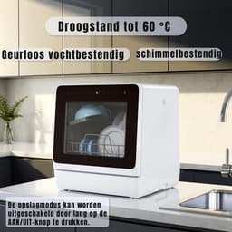 QORA® Mini Vaatwasser - Vaatwasser - Wit - ‎43cm x 43cm x 47cm — thumbnail 5