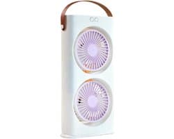 Deze universele bureauventilator heeft drie windsnelheden, meerdere ventilatorkoppen en een ingebouwde oplaadbare batterij van 1200 mAh. Geschikt voor warme weersomstandigheden zoals studentenkamers, scholen, campings, stranden en picknicks.