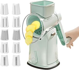 Groentesnijder Draaiende Rasp - Keukenmachine Fruit - Snel Ingrediënten Snijden - Met Spatbescherming - 288 cm Hoog - Muntgroen — thumbnail 1