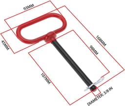 Dailygoods- Trekhaakpen 3/8 x 4 Inch - Trekhaak voor Aanhangwagens - Trekhaakpennen voor Grasmaaier - Slijtvast Koolstofstaal - Veiligheidsclip met Sterke Klemkracht — thumbnail 5