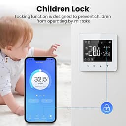 Slimme Thermostaat - Wifi Regelaar - Energie Besparen - App Bediening - 86 x 86 cm - Zwart — thumbnail 4