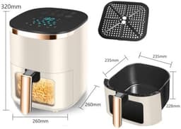 Airfryer Oven - Heteluchtfriteuse - Gezond Koken - Visueel Kookvenster - 6L Capaciteit - Zilver — thumbnail 2