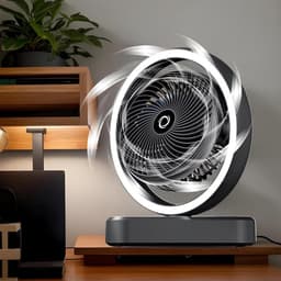 VHV - Ventilator - Tafelventilator - Tafelventilator met Automatische Oscillatie & Nachtlamp - 1800mAh Oplaadbare Ventilator met 270° Zwenkfunctie - Stille Air Circulator voor Bureau en Slaapkamer - Zwart — thumbnail 4