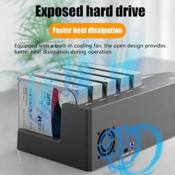 Externe Harde Schijf Dock - Opslagstation Cloner - Data Back-up Kopiëren - Offline Klonen Functie - 120 TB Capaciteit - Zwart — thumbnail 3