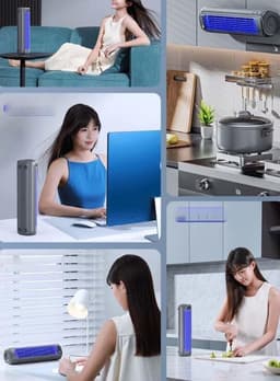 KZQ Draagbare Luchtkoeler Bureauventilator en koelventilator - 3 snelheden met LED touchscreen - USB oplaadbaar - Desktop en wandmontage - Voor kantoor slaapkamer en keuken - Wit — thumbnail 5