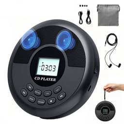 Bluetooth-cd-speler – Draagbare mp3-speler – Hoge geluidskwaliteit – Bluetooth-functionaliteit – Inclusief oordopjes, USB-kabel en draagtas – Lichtgewicht en draagbaar – Grijs — thumbnail 1