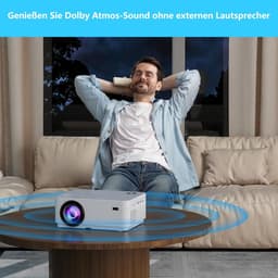 Bluetooth beamer, 4K, Android OS-projector, Native 1080P met autofocus, 800 ANSI lumen, mini-projector voor thuisbioscoop, outdoor, tuin, woonkamer, 9000+ apps, HDMI USB (wit) — thumbnail 3