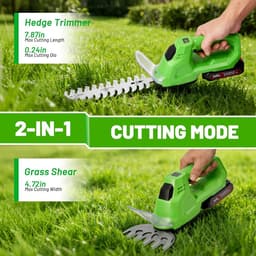 SnelShoppen - 2-in-1 Accu Heggenschaaf en Grasmaaier 21 V Borstelloos met 2 Accu's en Oplader, Elektrische Hegefrees met 2 Bladen (32 cm Heggenmes + 1 — thumbnail 5