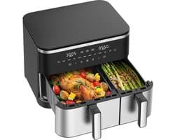 Hete Lucht Friteuse - Dubbele Mand - Gezond Koken - Sync Finish Dual Cook - 11 Liter XXL - Zwart