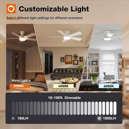 Plafondventilator Ø132 cm - 3 Temperaturen - Fluisterstil - Met Afstandsbediening - 6 Snelheden - Timer - Zomer/Winter functie - Wit - 48W — thumbnail 3