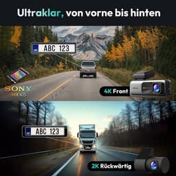 SnelShoppen - 4K Dashcam Auto voor en Achter met Wifi, GPS, ADAS, Spraakbediening, Nachtzicht, WDR, 64 GB Kaart, 24/7 Parkeerbewaking, Loop-opname, Co — thumbnail 5