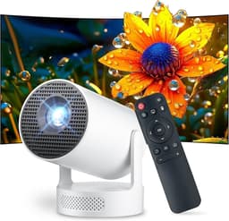 SnelShoppen - Portable Video Projector 2026 Mini Projector 4K Wi-Fi 6 Bluetooth 5.4 Android 14 180° Rotatable 12000 Lumens Home Cinema Wit — thumbnail 1