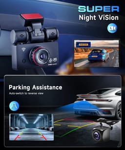 SnelShoppen - Dashcam 4*1080P met Wifi, 2K Auto Camera, 3-inch IPS Scherm, 24-Uur Parkeerbewaking, Nachtzicht, G-Sensor, 360-Graden Bescherming, Inclu — thumbnail 4