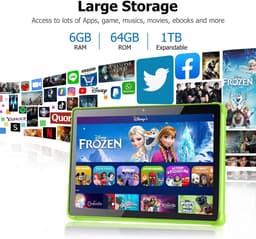 SnelShoppen - 10.1 Inch Android Tablet voor Kinderen - Octa-Core 2.0GHz, 6GB RAM, 64GB Opslag, HD IPS Scherm, 1TB Uitbreidbaar, Dual Camera's, WiFi 5, — thumbnail 3