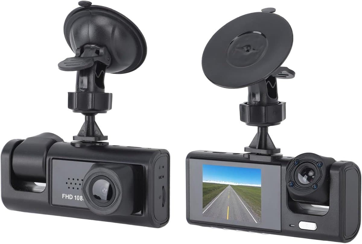 SnelShoppen - Dual Dash Cam Voor en Achter Camera 1080P HD Auto Recorder met 3IN Scherm, Parkeerbewaking, Loopopname, G-Sensor, Nachtzicht Dashboard C — afbeelding 1