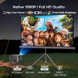 SnelShoppen - Videoprojector 1080P met 4K tv-stick, WiFi 5, Bluetooth 5.1, 15W luidspreker, 650 ANSI, automatische focus, trapeziumcorrectie en Dolby — thumbnail 3