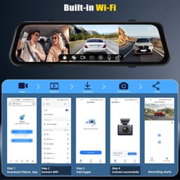 SnelShoppen - 3-Kanaals Dashcam met App, 9.66-inch IPS Touchscreen, Nachtzicht, Loopopname, 24-Uur Parkeerbewaking, G-Sensor, Parkeerhulp — thumbnail 4