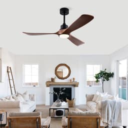 MODENUIT Ventilator 132 cm - Met Verlichting En 6 Snelheden - Voor Slaapkamer En Terras - ABS - Zwart — thumbnail 1