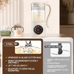1400ml, Notenmelkmaker 8-in-1, Zelfreinigend | Automatische plantaardige melkmaker voor soja, noten en haver met uitgestelde start, AutoClean, warmhouden en 1400ml inhoud — thumbnail 4