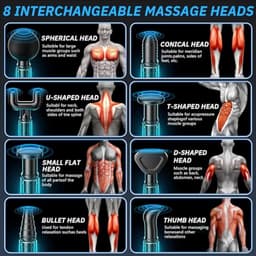 Massage Gun met 99 Intensiteitsniveaus, 8 Massagekoppen, Spiermassage Apparaat met LCD-scherm, Draadloos en Oplaadbaar — thumbnail 3