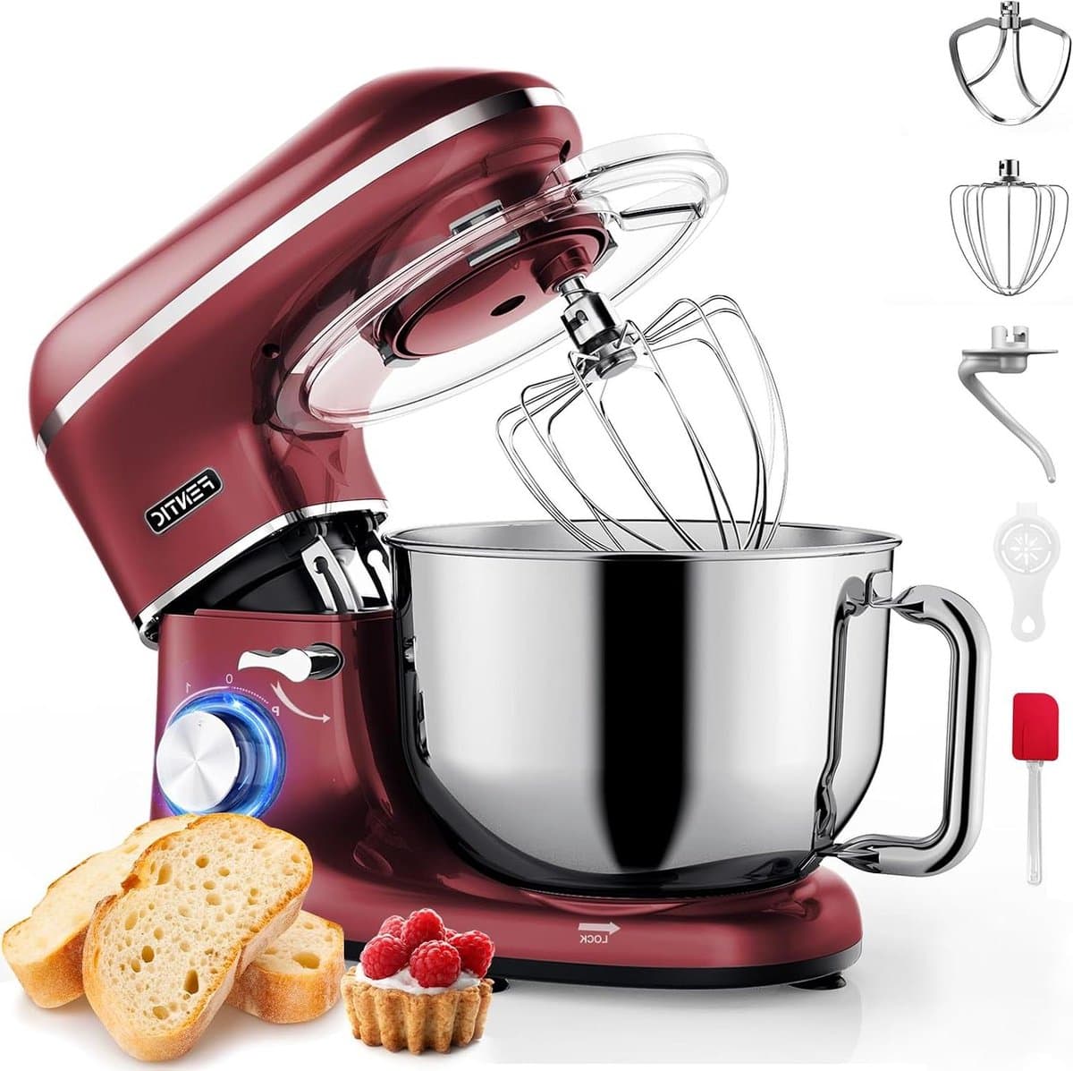 Keukenmachine - Keukenrobot Mixer - Bakken en Koken - Krachtige 2000W Motor - 62 Liter Kom - Rood — afbeelding 1
