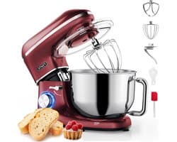 Keukenmachine - Keukenrobot Mixer - Bakken en Koken - Krachtige 2000W Motor - 62 Liter Kom - Rood