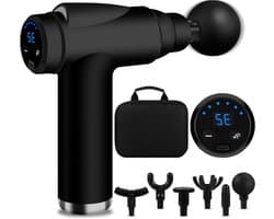 Massagepistool - Spierontspanner Percussie - Herstel na training - 32 snelheden - 6 massagekoppen - Zwart