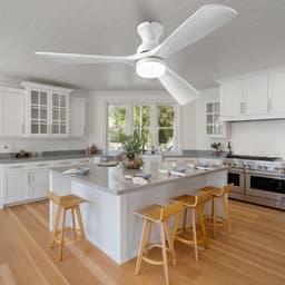 Plafondventilator 52 inch wit met 3 massief houten bladen, verlichting en afstandsbediening - 3 kleurtemperaturen - dimbaar - omkeerbaar - meerdere snelheidsstanden - stille werking — thumbnail 4