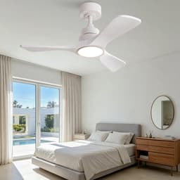 Plafondventilator 36 inch puur wit - draadloze afstandsbediening - 3 kleurtemperaturen - omkeerbare DC-motor - 3 versterkte massief houten propellerbladen - zes snelheidsstanden met geheugenfunctie — thumbnail 2