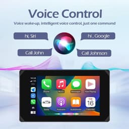 Motorfiets Carplay Scherm, Draadloos CarPlay & Android Auto Scherm, 5'' Waterdicht Touchscreen met 1080P Camera Voor en Achter, WiFi, GPS Navigatie, Bluetooth, TPMS, G-Sensor, Siri — thumbnail 3