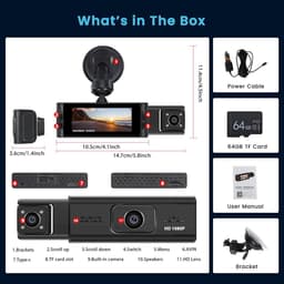 Dashcam met WiFi - Autocamera Rijcamera - Veilig Rijden - Dubbele Camera Opname - 3.16 Inch Scherm - Zwart — thumbnail 5