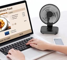 Solvix tafel ventilator geluidloos - Tafelfan - USB Oplaadbaar - 4 Snelheden - Stil Design - Voor Thuis en Kantoor — thumbnail 4