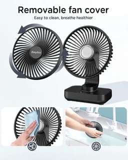 Solvix tafel ventilator geluidloos - Tafelfan - Zwart - Automatische Oscillatie - Oplaadbare Accu - Voor Thuis en Onderweg — thumbnail 3