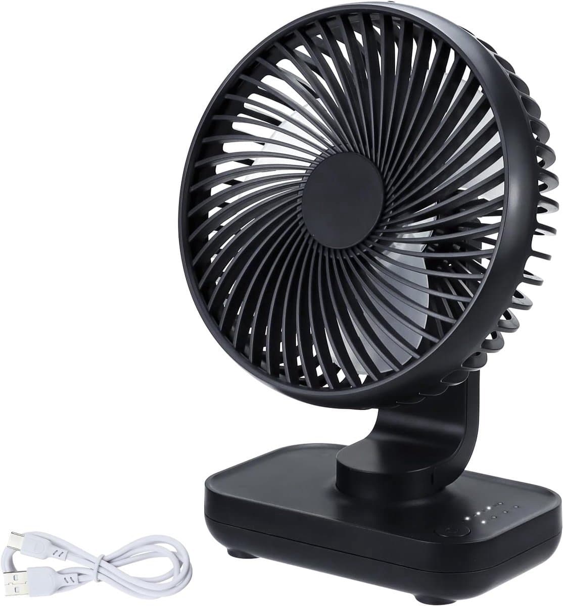 Solvix tafel ventilator geluidloos - USB Bureauventilator - Zwart - 4 Instellingen - Oplaadbare 4000mAh Batterij - Voor Thuis en Buitenshuis — afbeelding 1