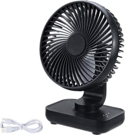 Solvix tafel ventilator geluidloos - USB Bureauventilator - Zwart - 4 Instellingen - Oplaadbare 4000mAh Batterij - Voor Thuis en Buitenshuis — thumbnail 1