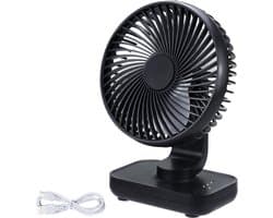 Solvix tafel ventilator geluidloos - USB Bureauventilator - Zwart - 4 Instellingen - Oplaadbare 4000mAh Batterij - Voor Thuis en Buitenshuis