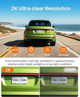 Dashcam Auto - Mini Camera - 2K 1296P QHD - Spraakbediening - Voor Auto's — thumbnail 4