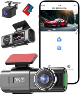 Dashcam Auto Voor en Achter 4K+1080P met WiFi - Loskoppelbare Camera - 64GB SD-kaart - 170°+140° Groothoek - Nachtzicht - Parkeerbewaking — thumbnail 1