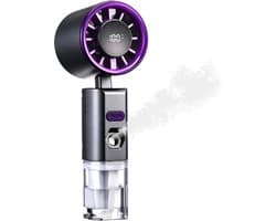 LISM-Draagbare vernevelingsventilator met waterfunctie, mini USB oplaadbare ventilator, handventilator, accessoire Geschikt voor thuis, buiten, kantoor en kamperen (paars)