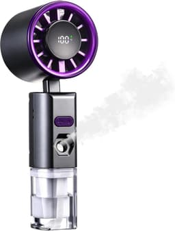 LISM-Draagbare vernevelingsventilator met waterfunctie, mini USB oplaadbare ventilator, handventilator, accessoire Geschikt voor thuis, buiten, kantoor en kamperen (paars) — thumbnail 1