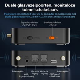 Fokelyi - Bluetooth-ontvanger/zender - Audio/tv/computersystemen met ondersteuning voor OLED-display/lage latentie/HD Bluetooth-audioadapter, uitgerust met USB/optische/RCA/3,5 mm AUX-ingang/uitgang. — thumbnail 4