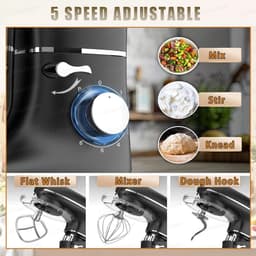 Keukenmachine - Mixer Blender - Bakken en Koken - 3-in-1 Multifunctioneel - 7 Liter Kom - Zwart — thumbnail 5