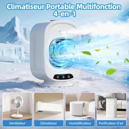 Mobiele Airco - Aircooler - Mobiele Airco Zonder Afvoer - Mini Ventilator - Energiezuinige Koeler met Drie Snelheden - 2 luchtbevochtingsstanden - Ventilator Oplaadbaar USB - Draagbare Mobiele Airco Cooler voor Slaapkamer, Keuken en Badkamer — thumbnail 3